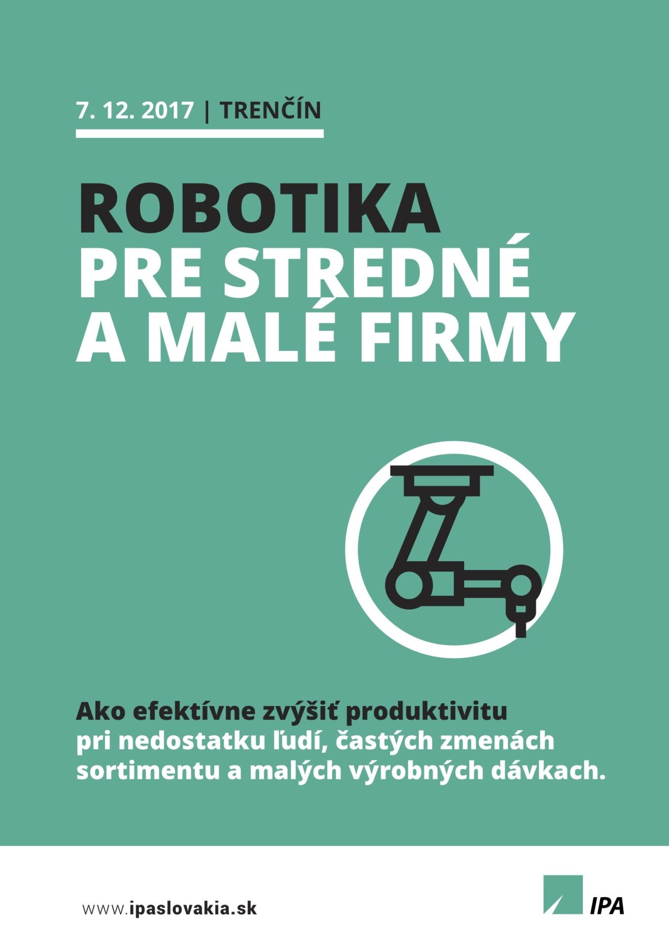 Seminár IPA: Robotika pre stredné a malé firmy